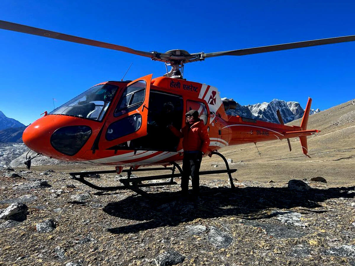 Helicopter Land at Near Gosaikunda Lake