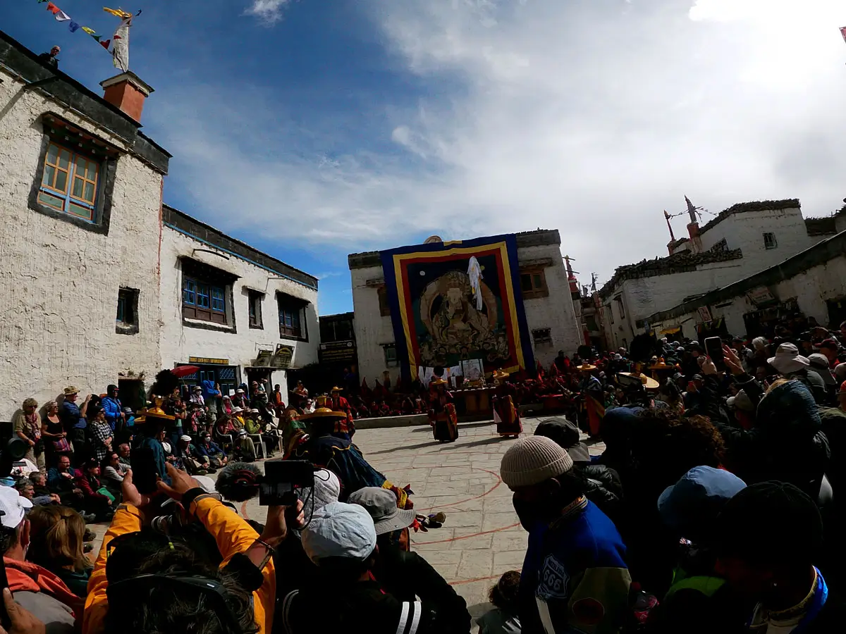 Manks Are Praying Durung the Tiji Festival