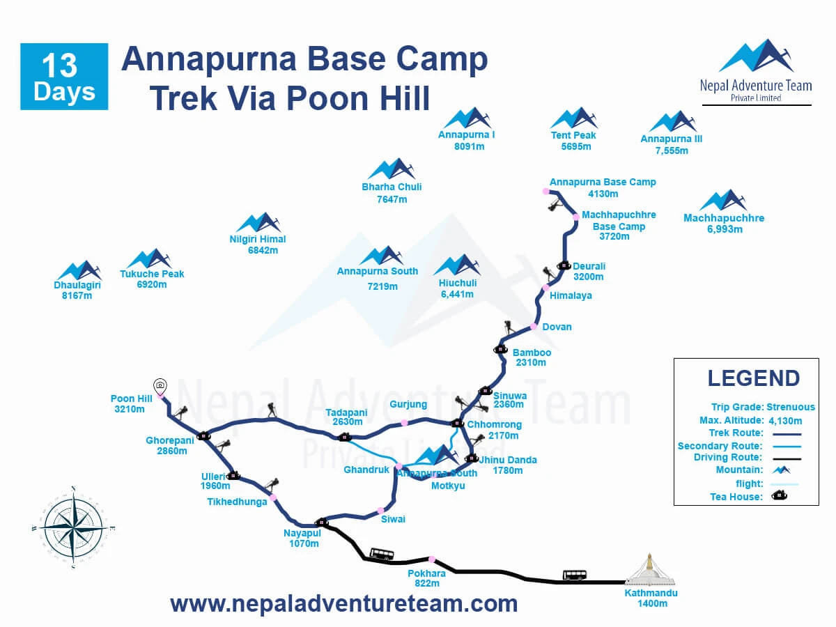 Annapurna Base Camp Trek Via Poon Hill Map
