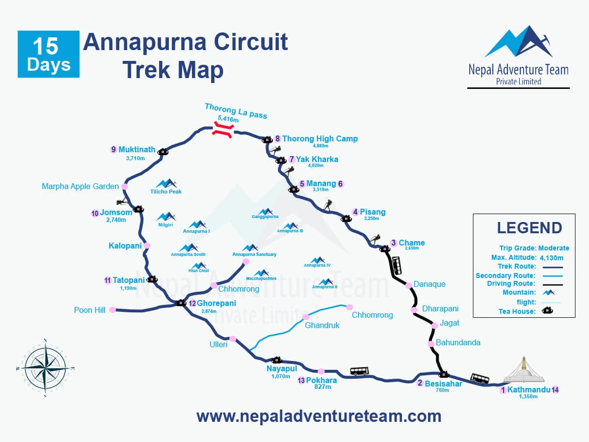 Annapurna Circuit Trek Map