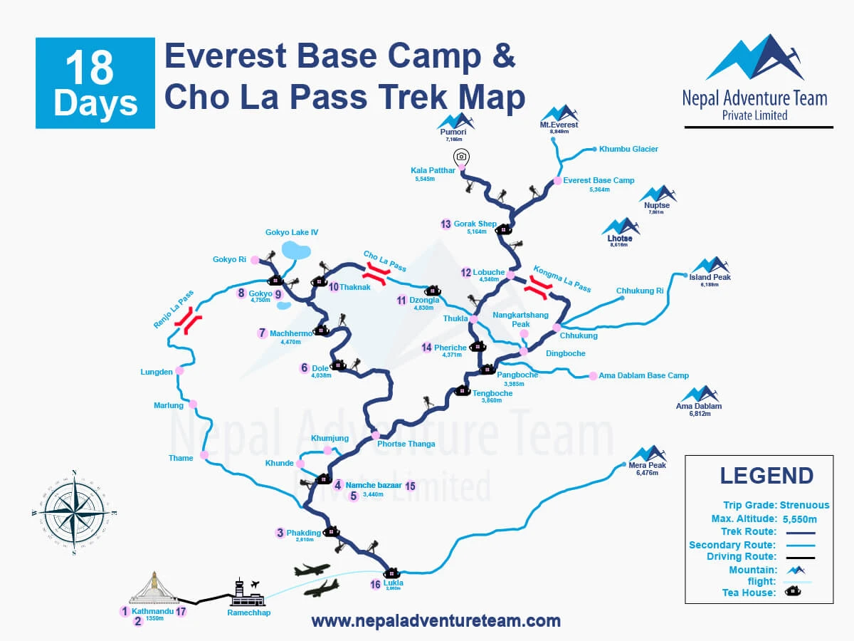 Everest Cho La Pass Trek Map