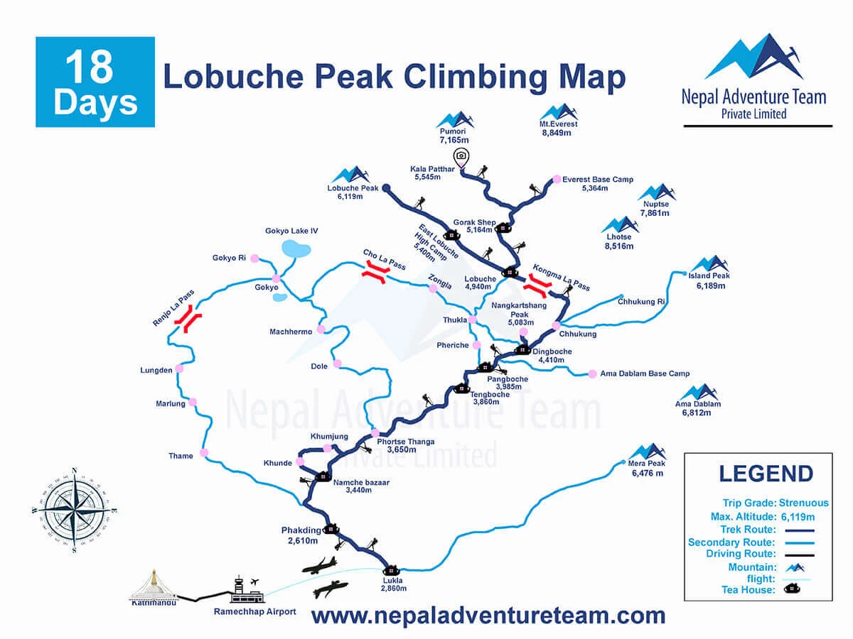 Lobuche Peak Climbing Map